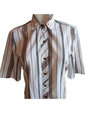 1970s Striped Vintage Women's Medium Tunic Top Geometric Dallas Groovy Granny